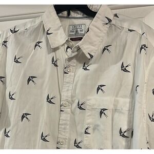 Cactus Menswear Swallow Print Button Down Shirt